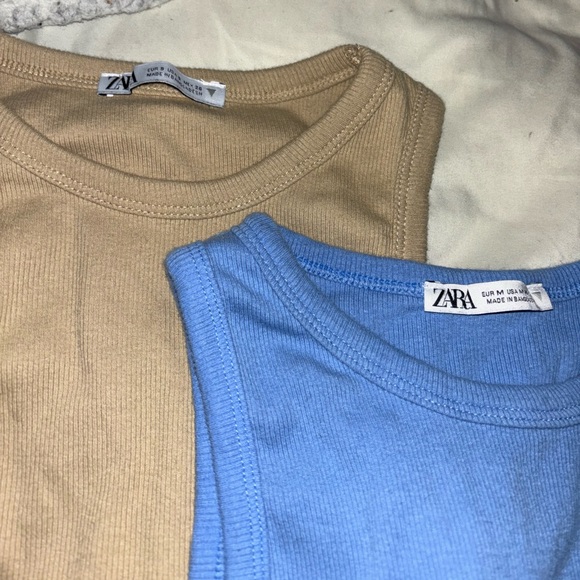 Zara tanks one is size small one is medium but fit the exact same. 15 for both - Picture 2 of 2